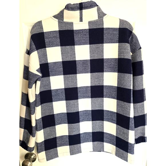 Vineyard Vines Buffalo Check Mock Neck Plaid Print Pullover Sweatshirt Blue XS - Picture 2 of 6